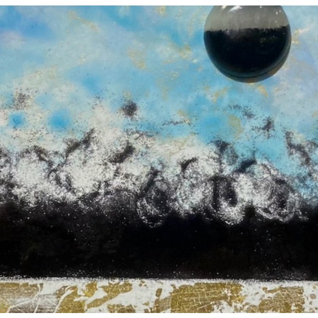 Cerulean "Black Moon" Contemporary Abstract Painting, Framed For Sale - Image 8 of 11
