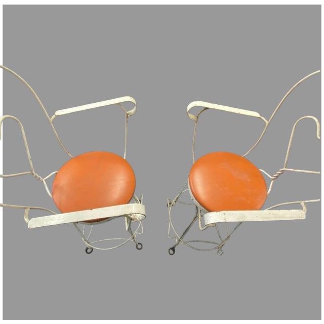 Metal Pair of Vintage Ice Cream Soda Bar Barstool Chairs With Heart Shaped Backs For Sale - Image 7 of 11