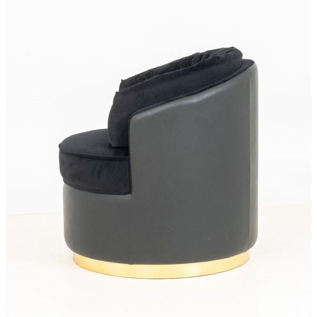 Luxxu "Otto" Black Velvet and Leather Armchair For Sale In New York - Image 6 of 7
