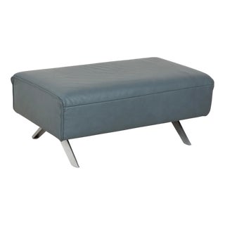 Blue Grey Petrol Leather Biella Stool from Himolla For Sale