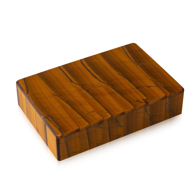 Vintage Tigers Eye Stone Box, 1960 For Sale - Image 11 of 11