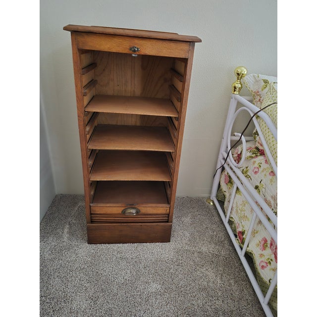 Arts & Crafts Antique Oak Tambour Music Filing Cabinet For Sale - Image 3 of 4