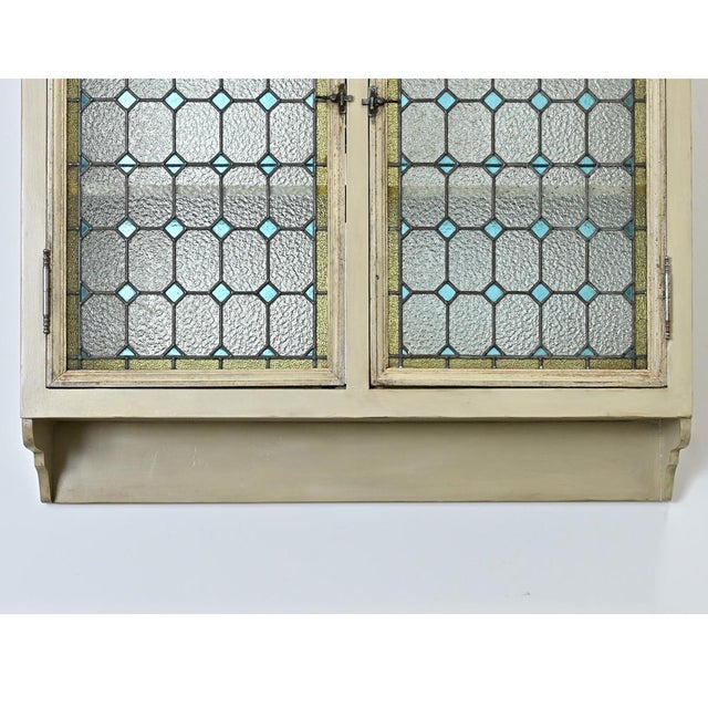 French Wall Cabinet Made With 19th Century Stained Glass Doors For Sale In Baton Rouge - Image 6 of 12