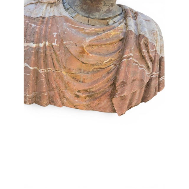 Stone Roman Emperor Bust, 20th Century, Polychrome Marblle For Sale - Image 7 of 14