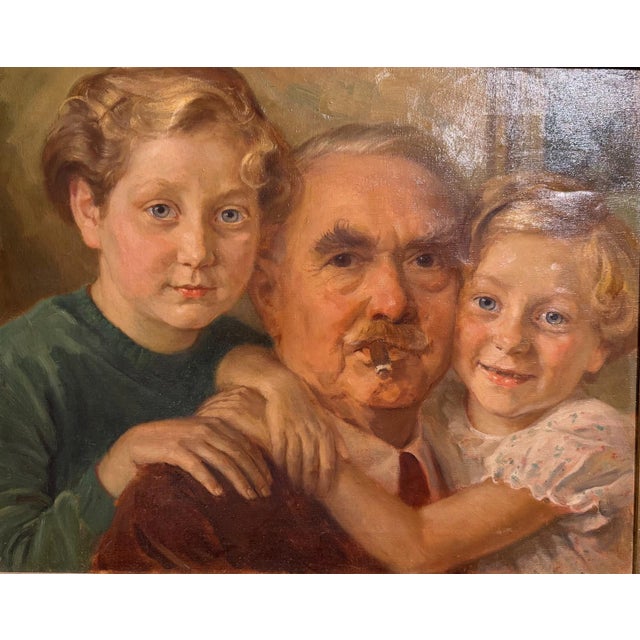 Heinrich Pforr, Family Happiness – Pforr with Grandchildren, Oil Painting on Canvas, in Very Good conditions. Designed...
