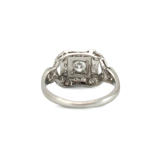 Antique Platinum 0.66ct Old European Cut Diamond Filigreed Engagement Ring, Size 7.5 For Sale In Houston - Image 6 of 8