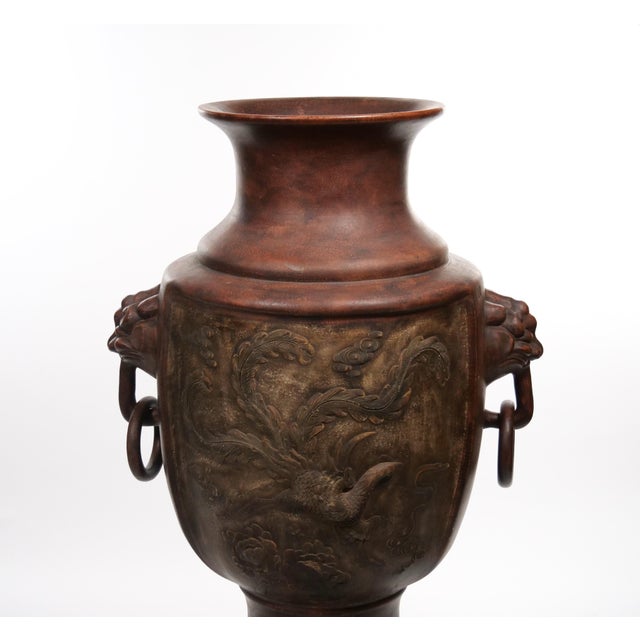 Antique Chinese Terracotta Dragon Vases / Footed Base, Late 19/Early 20th Century For Sale - Image 12 of 14