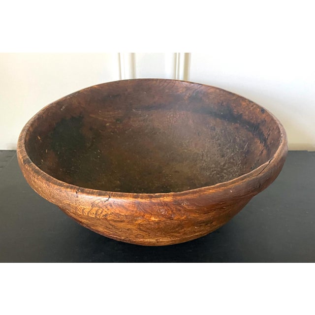 Wood Large Antique American Burl Bowl For Sale - Image 7 of 17