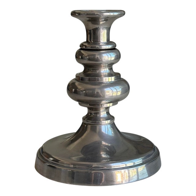 Godinger Silver-Tone Turned Candlestick Holder For Sale