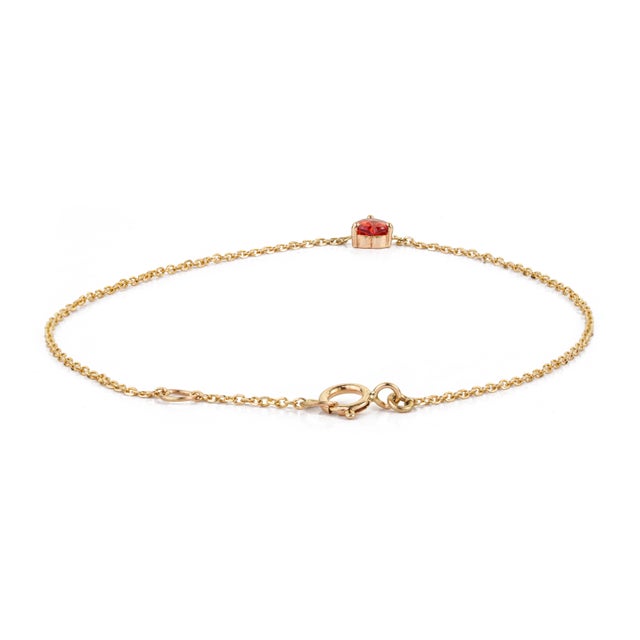 Modern 14k Yellow Gold Heart-Shaped Orange Sapphire Chain Bracelet For Sale - Image 9 of 17
