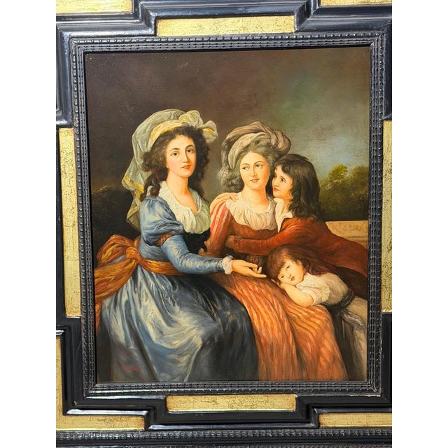 R. Belliagh, Portrait of Women & Children, Oil Painting on Wooden Panel, Framed For Sale - Image 3 of 7