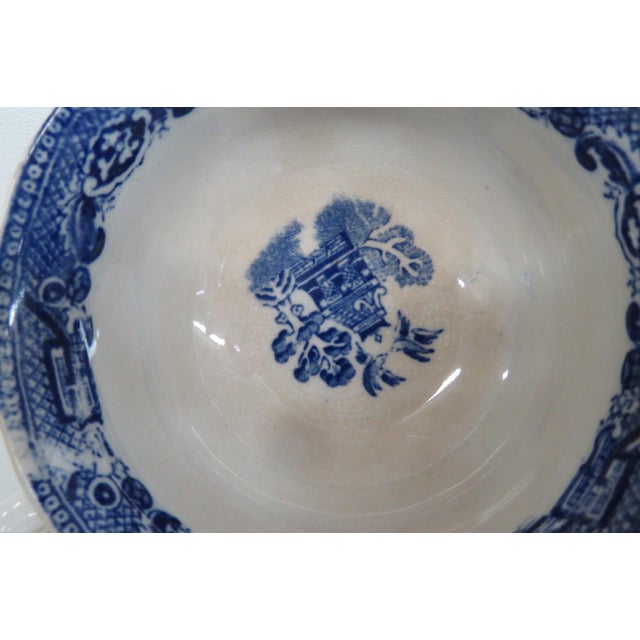 Early 20th Century Allertons England Tea Coffee Cup and Saucer 2pc Set White and Blue Ceramic For Sale - Image 4 of 13