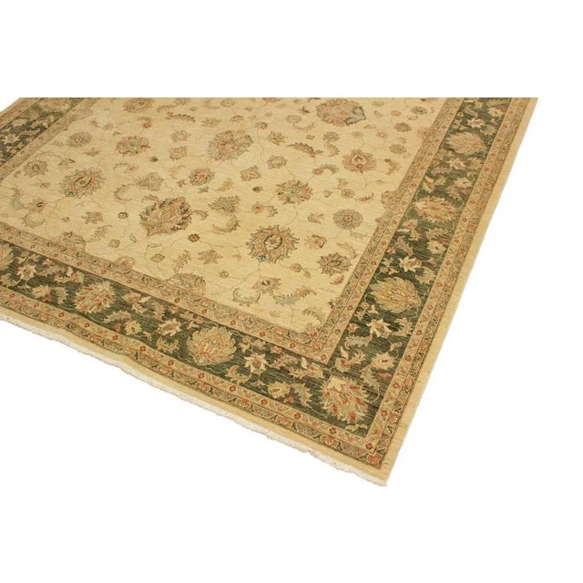 1990s Shabby Chic Kafkaz Beige/Green Wool Rug -10'0 X 13'8 For Sale - Image 4 of 8