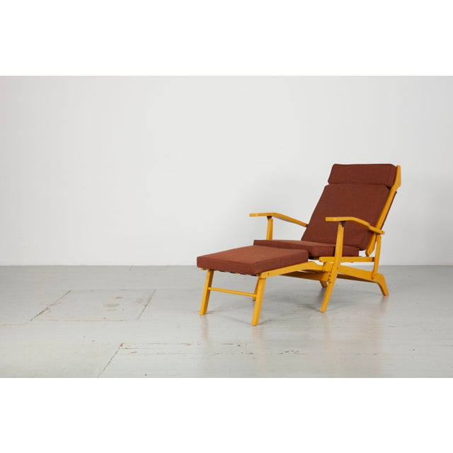 Yellow Lacquered Folding Deck Chair with Cushion, Italy, 1950s For Sale - Image 16 of 18