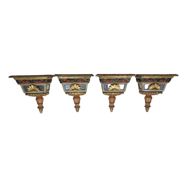 18th Century Venetian Polychrome Wall Consoles, Set of 4 For Sale