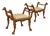 Regency Style Italian Carved Fruitwood & Gilt Camel Form Ottomans / Benches - Pair For Sale