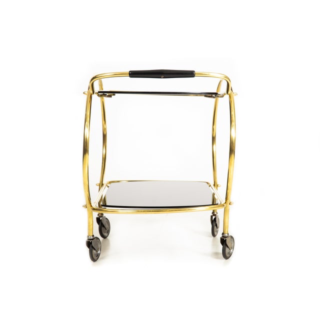 Hollywood Regency Brass Serving Trolley Cocktail Table For Sale - Image 4 of 17