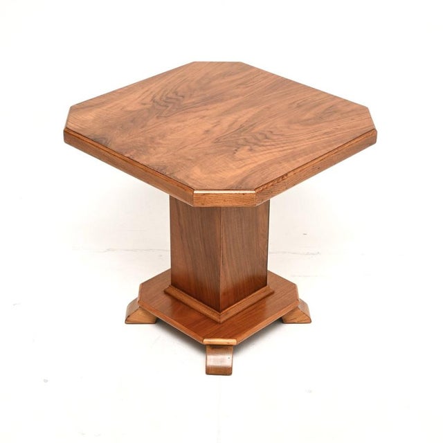 Mid-Century Modern Art Deco Figured Walnut Side Table, 1930s For Sale - Image 3 of 7