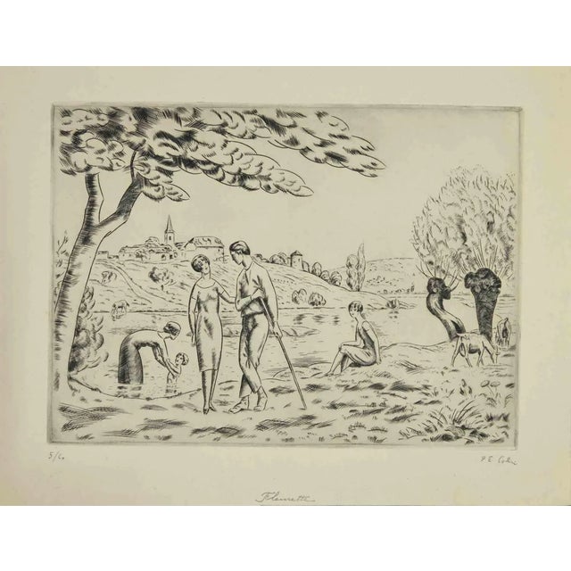 Paul Emile Colin, Rural Scene, Etching, 1930s For Sale