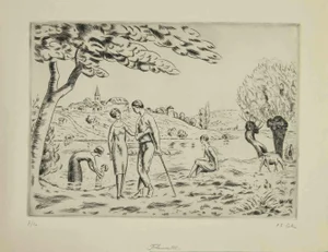 Paul Emile Colin, Rural Scene, Etching, 1930s