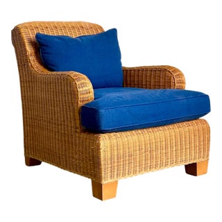 Vintage Ralph Lauren Woven Rattan Lounge Chair For Sale