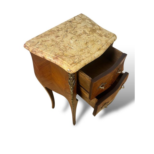 Louis XVI French Marquetry Bedside Tables with Marble Tops, Set of 2 For Sale - Image 10 of 16