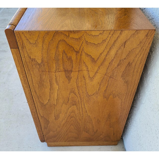 Vintage Founders MCM Dresser With Glass Top & Mirror For Sale - Image 12 of 14