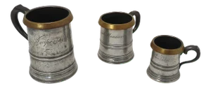 Authentic Matched Set of 3 London Pewter & Brass Imperial Measures Circa Mid 19th Century