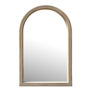 Vintage Coastal Arched Pencil Reed Mirror For Sale