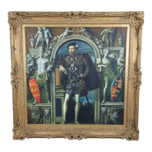 Late 20th Century Vintage Henry Howard Earl of Surrey Portrait Gullim Scrotes Oil Painting Framed