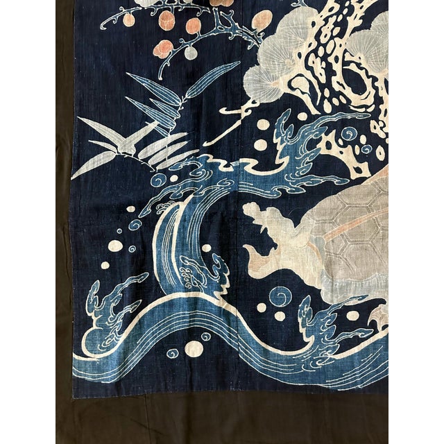 Late 19th Century Antique Large Japanese Futon Cover with Resist Yuzen Dye For Sale - Image 5 of 18