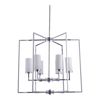 Pasargad Home Riva Frosted Glass & Polished Chrome Chandelier For Sale
