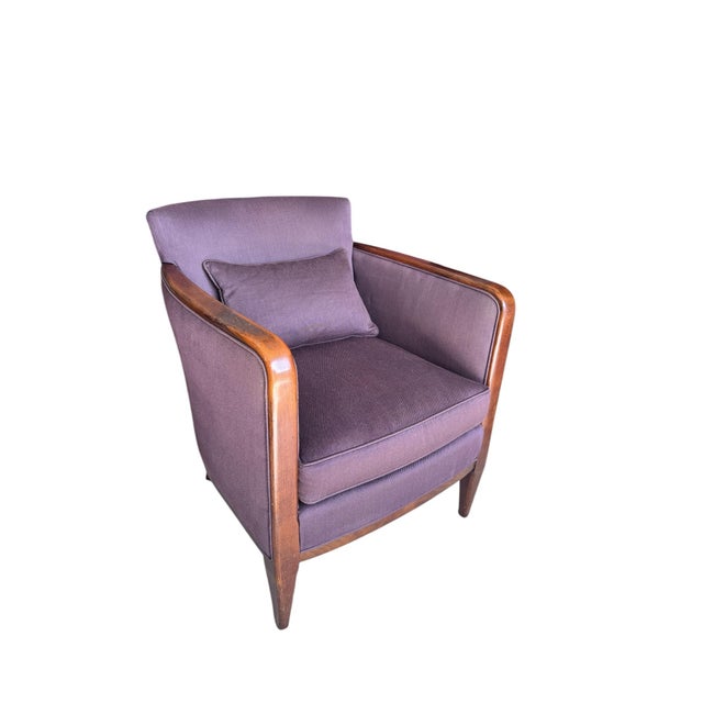 Amplify your living space with this stunning contemporary handmade arm chair, featuring a rich walnut frame and luxurious...