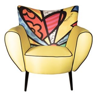 Romero Britto Rare Pop Art Accent Armchair For Sale