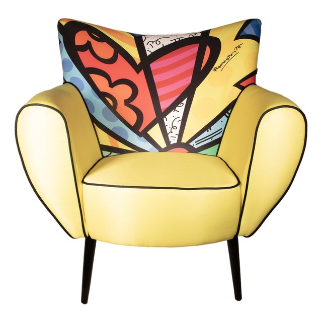 Romero Britto Rare Pop Art Accent Armchair For Sale