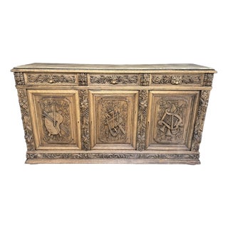 French Carved Oak Sideboard, 1860 For Sale