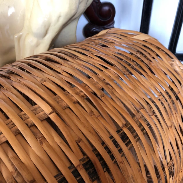 1970s Vintage Bamboo Reed Handwoven Basket For Sale - Image 9 of 10