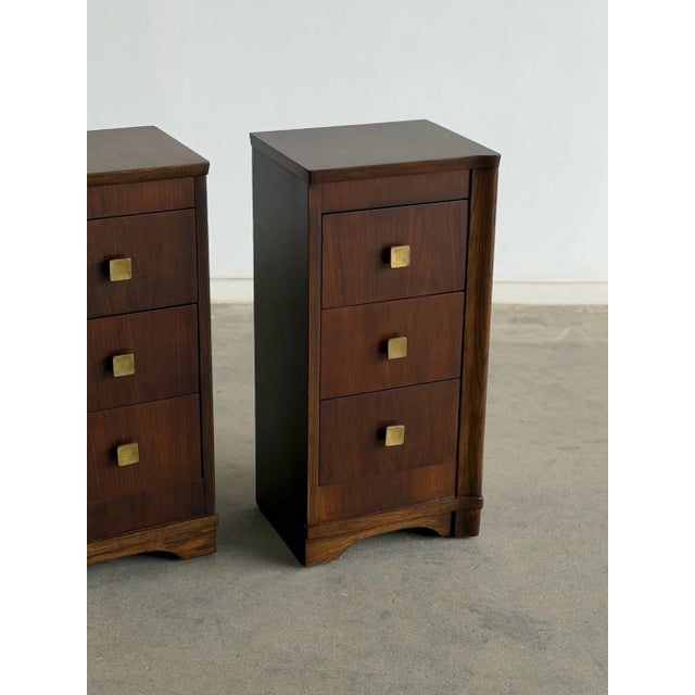 1960s 1960s Pair of Art Deco 3-Tier Drawer Nightstands, A Pair For Sale - Image 5 of 18