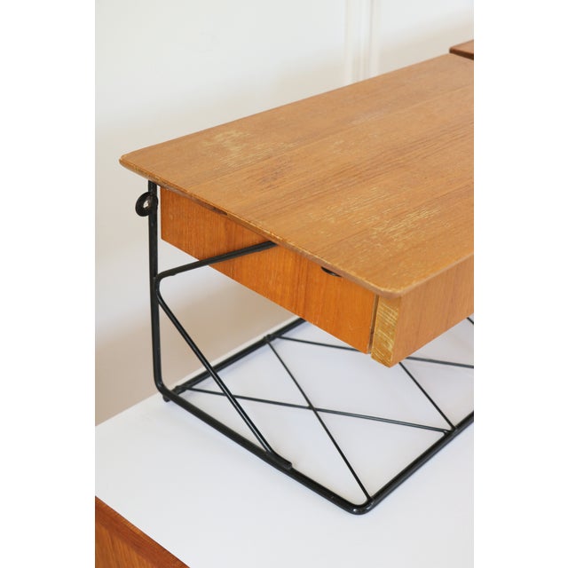 1960s Scandinavian String Wall-Mounted Bedside Tables, 1960, Set of 2 For Sale - Image 5 of 18