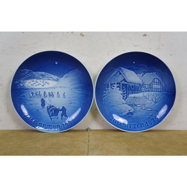 Late 20th Century 13pc Bing & Grondahl B&g Denmark Copenhagen Cobalt Blue Christmas Plates For Sale - Image 14 of 14