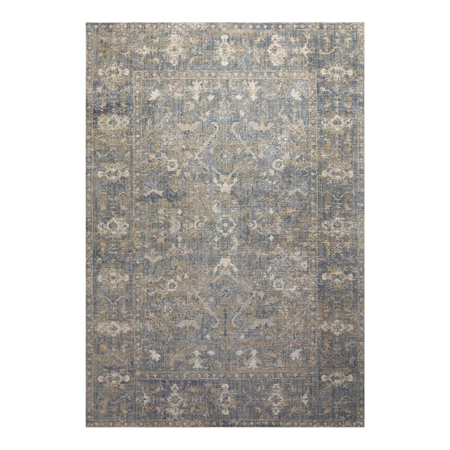 Chris Loves Julia x Loloi Rosemarie Sand / Lagoon 3'-7" x 5'-7" Accent Rug For Sale