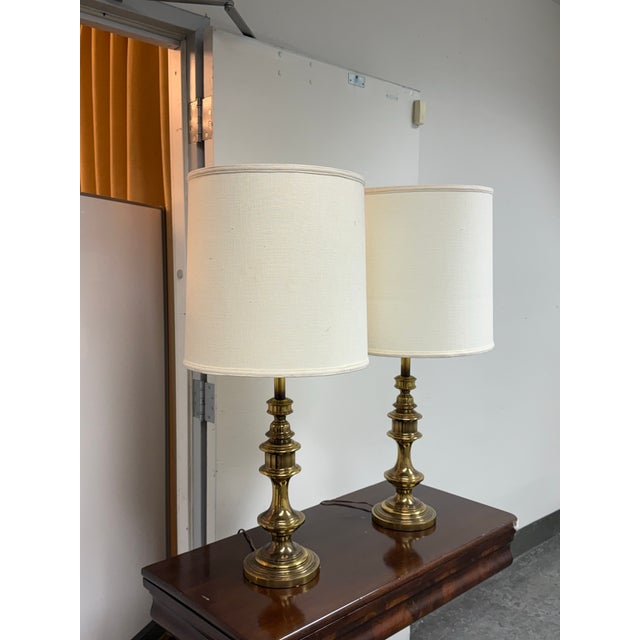 Traditional Vintage Brass Table Lamps, Pair For Sale - Image 3 of 12