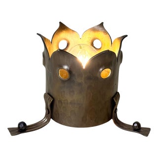 Hand-Hammered Brass Ceiling Light, 1960s For Sale