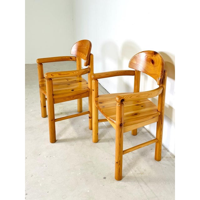 Set of Pine Chairs with Armrests attributed to R. Daumiller, 1970s For Sale - Image 4 of 15
