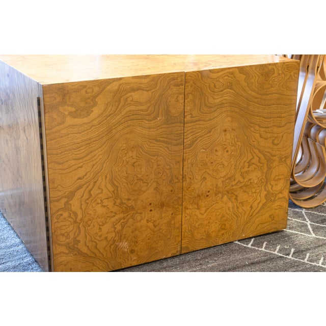 Late 20th Century Vintage 1970s Burlwood Cube Cabinet Side End Table Baughman Style For Sale - Image 5 of 6
