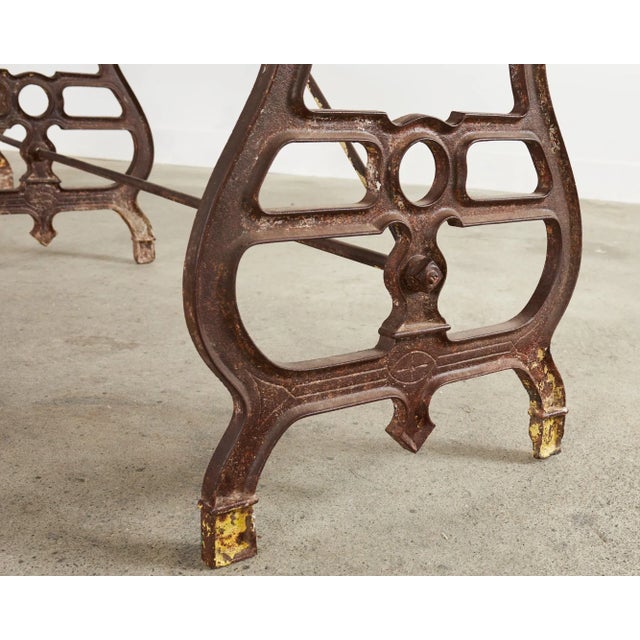 19th Century French Industrial Style Pine Iron Dining Table For Sale - Image 9 of 13