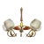 1960s Japanese Wood and Brass 5-Light Tulip Chandelier With Original Textured-Glass Shades For Sale