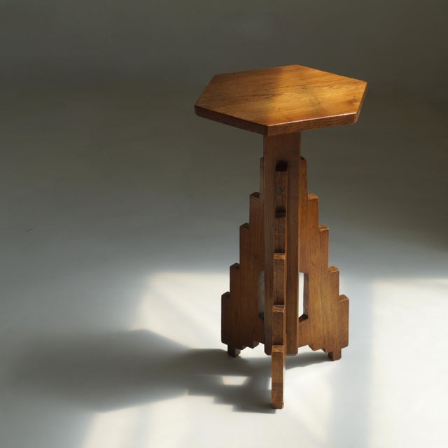 Wood Art Deco Dutch Modernist Hexagonal Pedestal, 1920s For Sale - Image 7 of 16