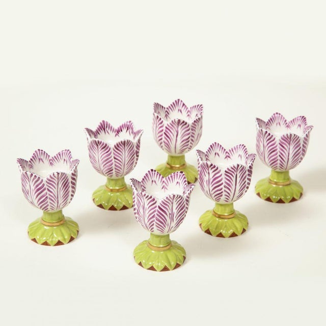 English Mid 20th Century English Traditional Porcelain Tulip Cups For Sale - Image 3 of 9