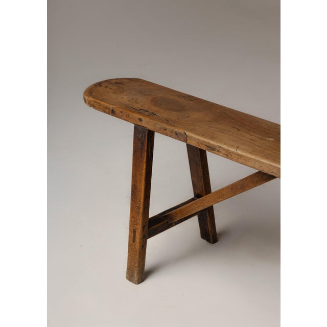 English Mid 19th Century Wooden Harvest Bench For Sale - Image 3 of 3